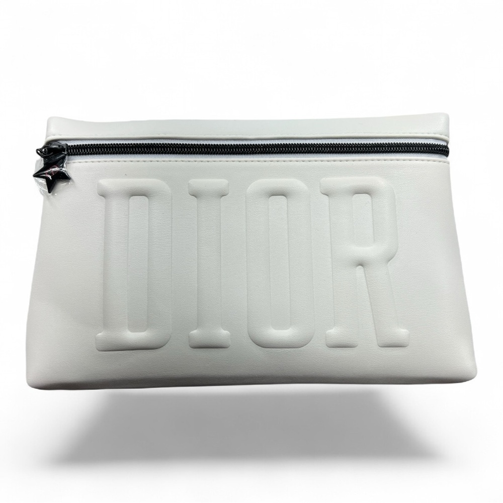 DIOR ⭐️Puffy White Pouch with Black DIOR Star Zipper Pull⭐️